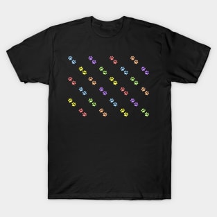 Mini Pastel Rainbow Paw Prints T-Shirt